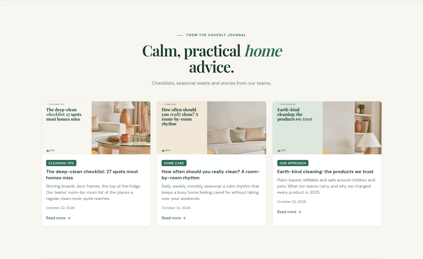 Latest posts from the Journal on Havenly's home page