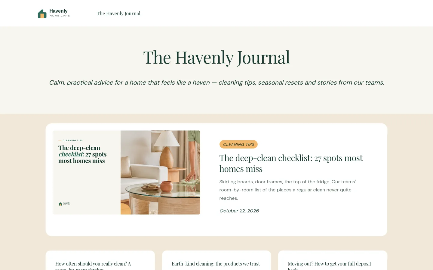 The Havenly Journal blog home page