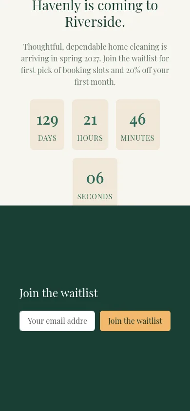 The launch page on a phone