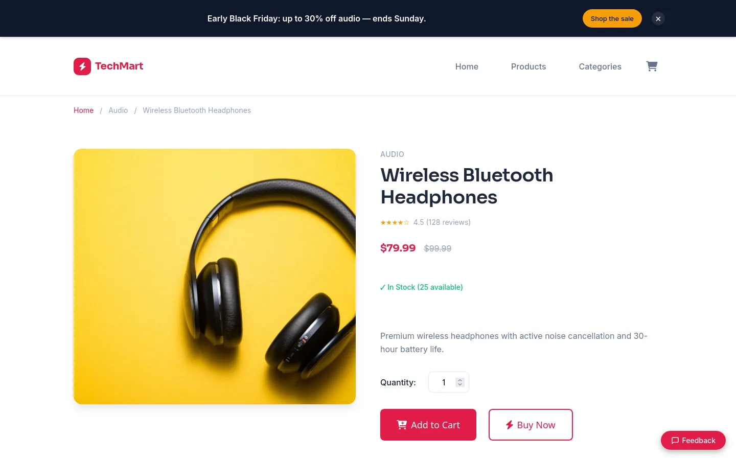 A TechMart product page with the early Black Friday banner