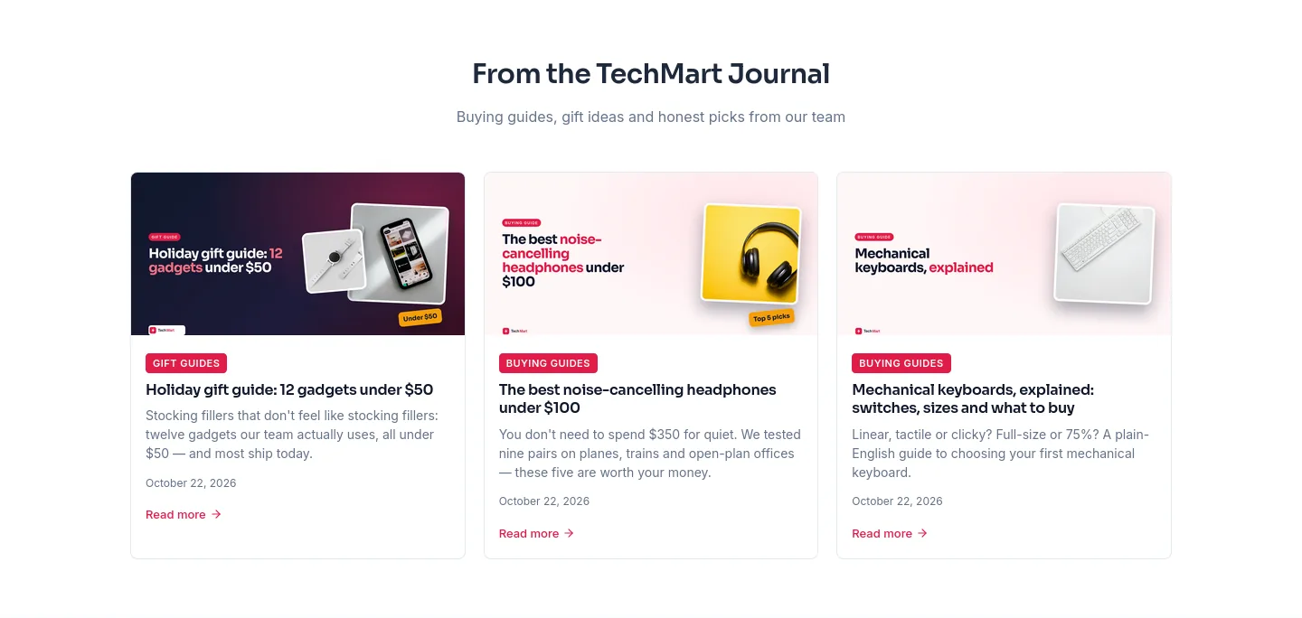 Latest Journal posts on the TechMart home page