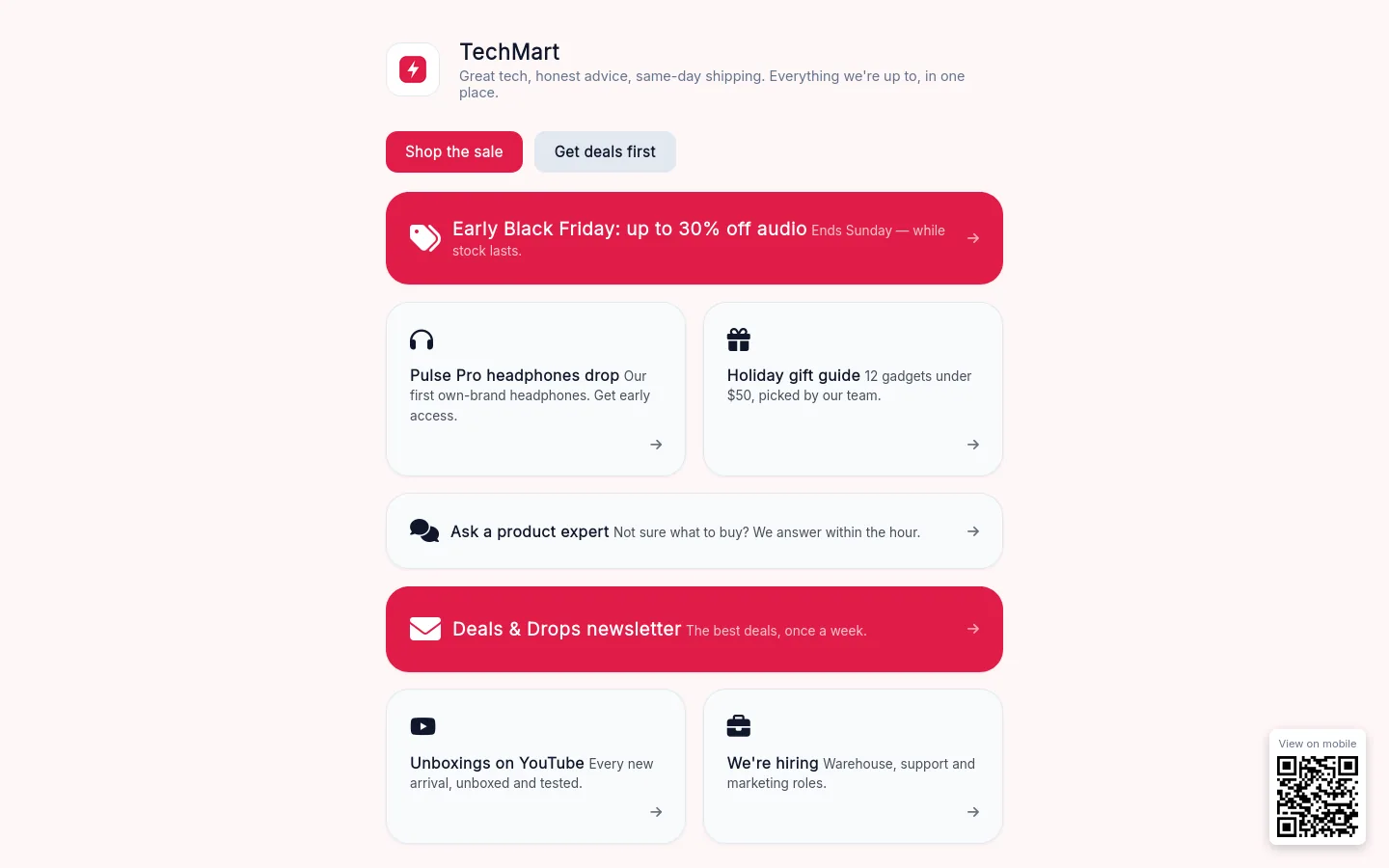 TechMart links page