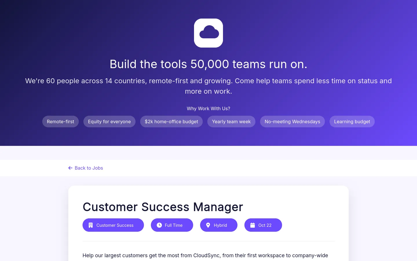 A CloudSync job post